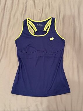Lotto Navy Athletic Tank with Neon Yellow Trim